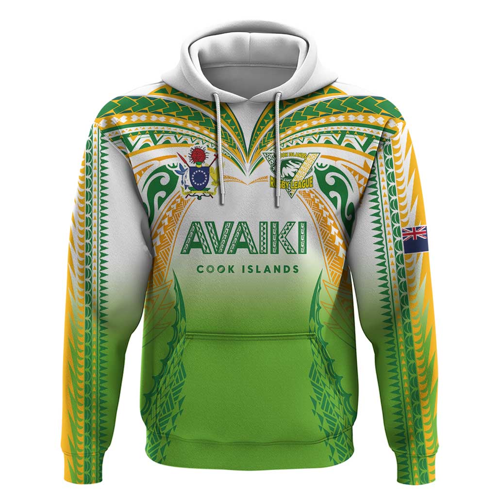 Custom Cook Islands Rugby League Hoodie Avaiki Tatau Tribal Motifs White Color - Aussie Hoodie