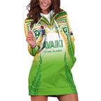 Custom Cook Islands Rugby League Hoodie Dress Avaiki Tatau Tribal Motifs White Color - Aussie Hoodie