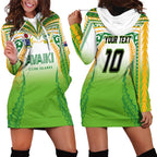 Custom Cook Islands Rugby League Hoodie Dress Avaiki Tatau Tribal Motifs White Color - Aussie Hoodie