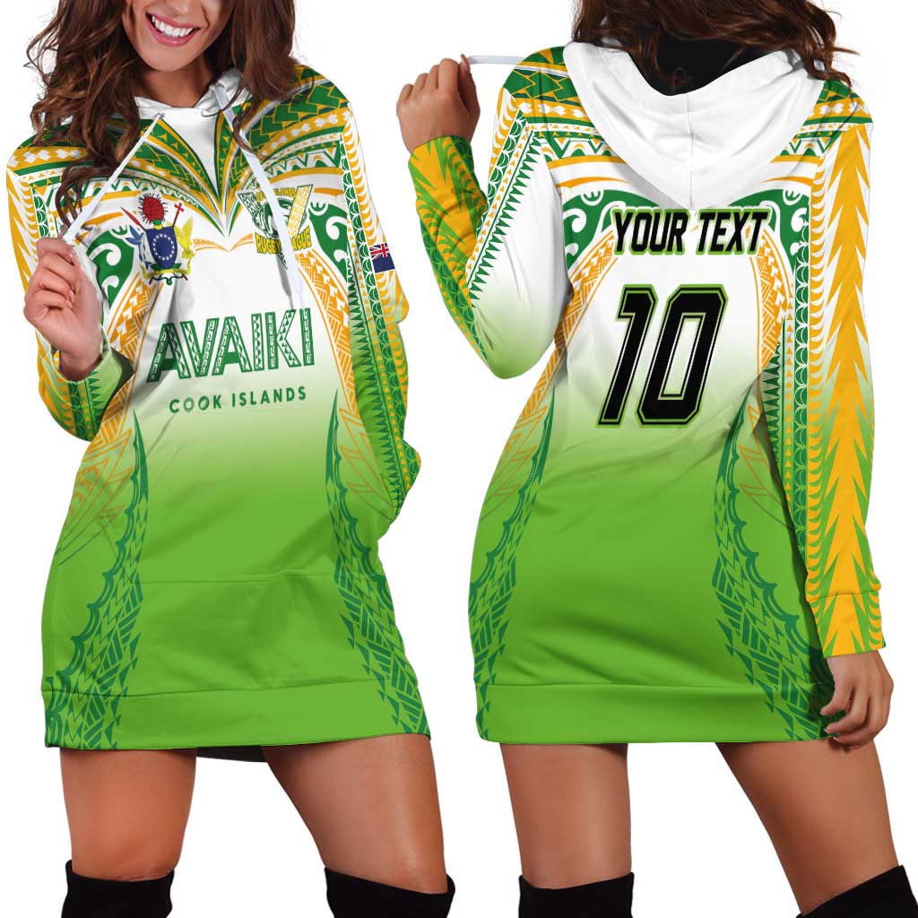 Custom Cook Islands Rugby League Hoodie Dress Avaiki Tatau Tribal Motifs White Color - Aussie Hoodie