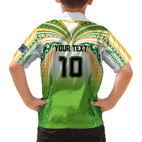 Custom Cook Islands Rugby League Kid Hawaiian Shirt Avaiki Tatau Tribal Motifs White Color - Aussie Hoodie