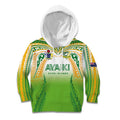 Custom Cook Islands Rugby League Kid Hoodie Avaiki Tatau Tribal Motifs White Color - Aussie Hoodie
