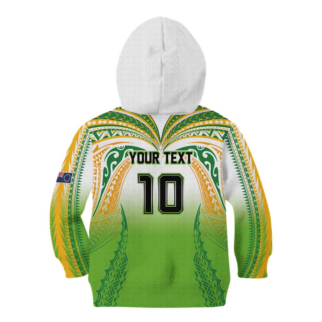 Custom Cook Islands Rugby League Kid Hoodie Avaiki Tatau Tribal Motifs White Color - Aussie Hoodie