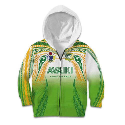Custom Cook Islands Rugby League Kid Hoodie Avaiki Tatau Tribal Motifs White Color - Aussie Hoodie