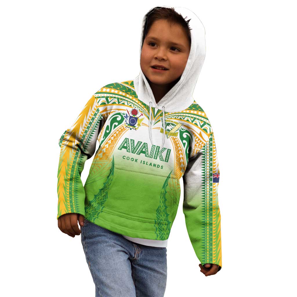 Custom Cook Islands Rugby League Kid Hoodie Avaiki Tatau Tribal Motifs White Color - Aussie Hoodie
