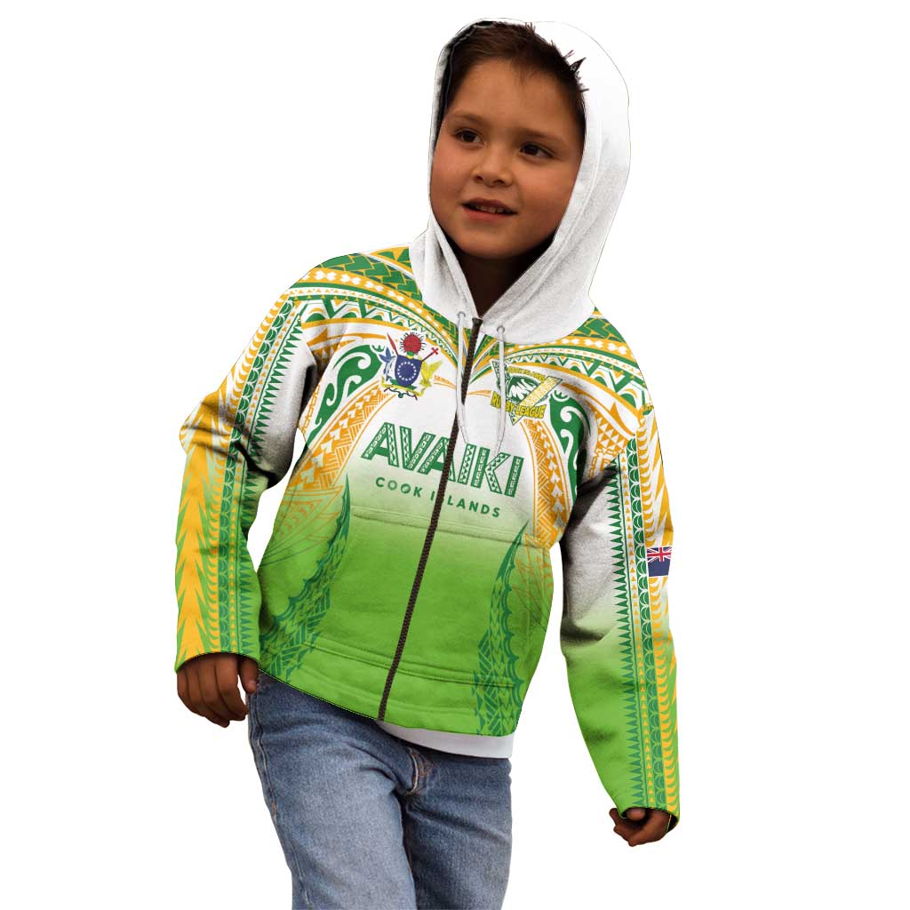 Custom Cook Islands Rugby League Kid Hoodie Avaiki Tatau Tribal Motifs White Color - Aussie Hoodie