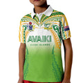 Custom Cook Islands Rugby League Kid Polo Shirt Avaiki Tatau Tribal Motifs White Color - Aussie Hoodie