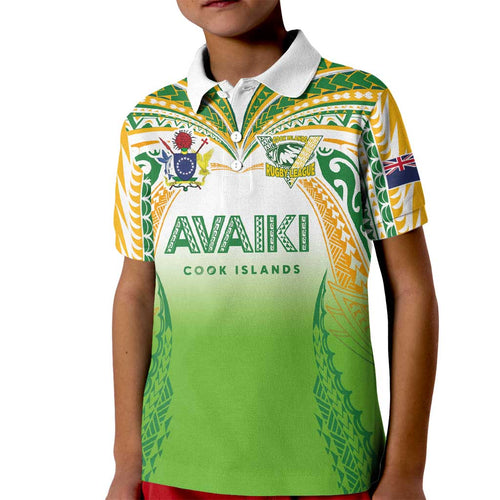 Custom Cook Islands Rugby League Kid Polo Shirt Avaiki Tatau Tribal Motifs White Color - Aussie Hoodie
