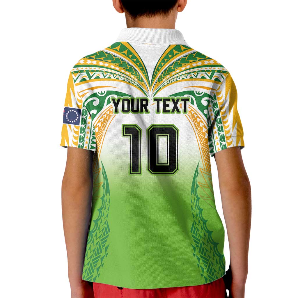 Custom Cook Islands Rugby League Kid Polo Shirt Avaiki Tatau Tribal Motifs White Color - Aussie Hoodie