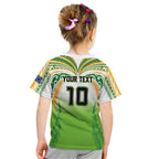 Custom Cook Islands Rugby League Kid T Shirt Avaiki Tatau Tribal Motifs White Color - Aussie Hoodie