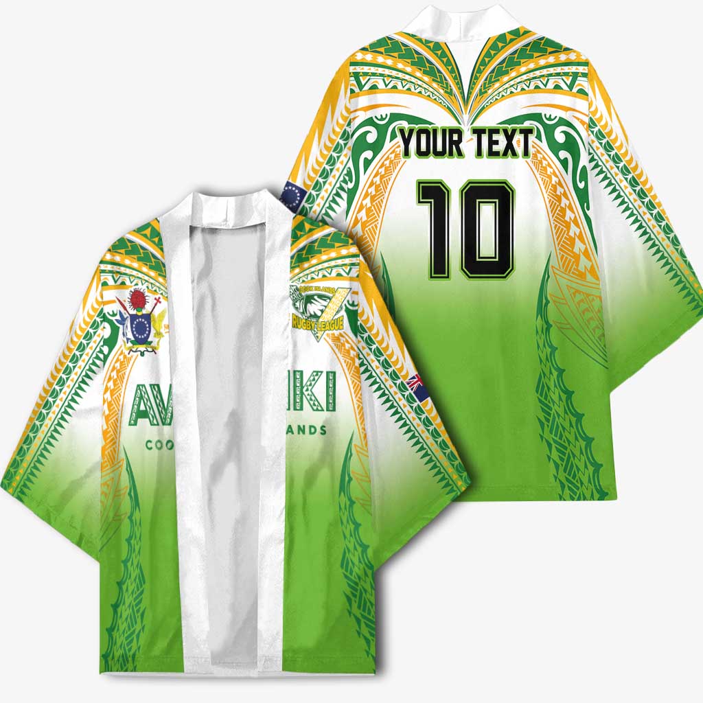 Custom Cook Islands Rugby League Kimono Avaiki Tatau Tribal Motifs White Color - Aussie Hoodie