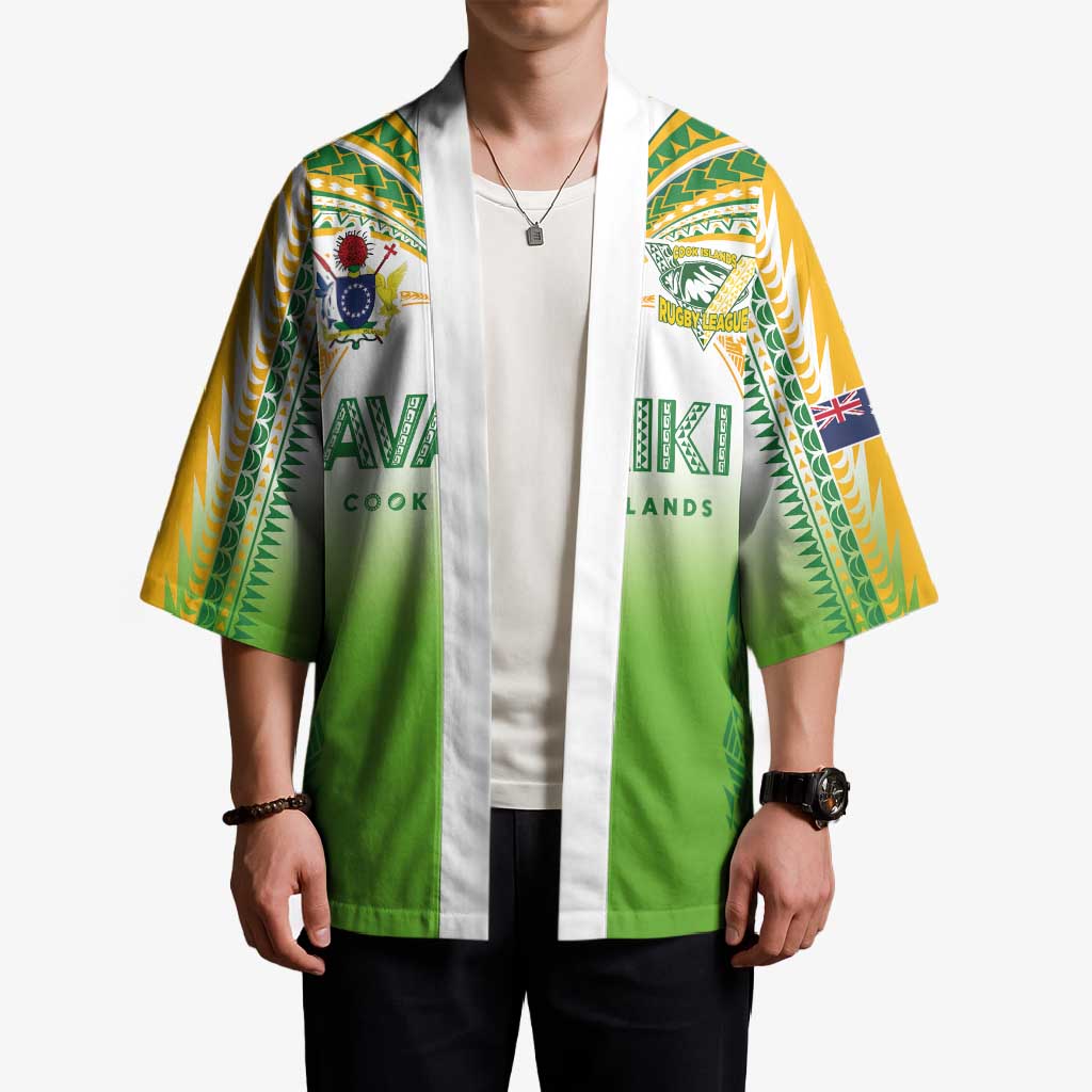 Custom Cook Islands Rugby League Kimono Avaiki Tatau Tribal Motifs White Color - Aussie Hoodie