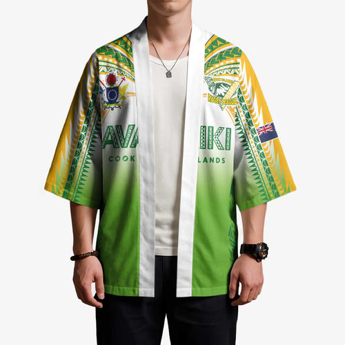 Custom Cook Islands Rugby League Kimono Avaiki Tatau Tribal Motifs White Color - Aussie Hoodie