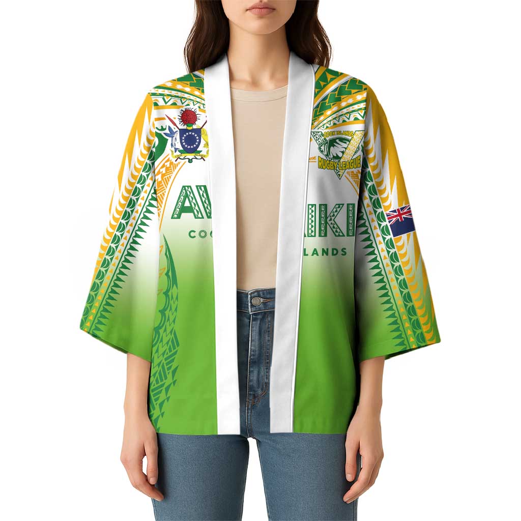 Custom Cook Islands Rugby League Kimono Avaiki Tatau Tribal Motifs White Color - Aussie Hoodie