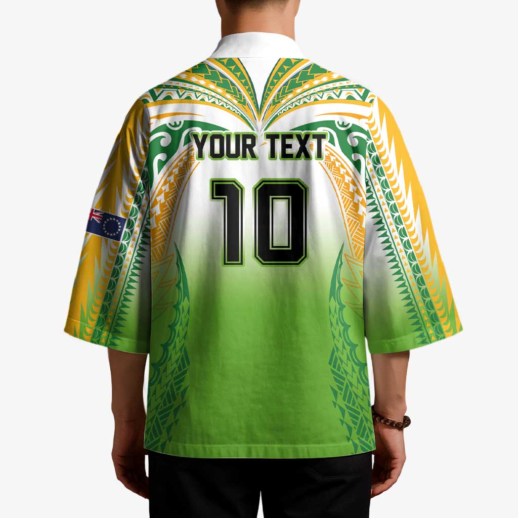 Custom Cook Islands Rugby League Kimono Avaiki Tatau Tribal Motifs White Color - Aussie Hoodie