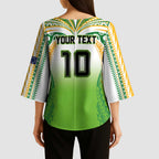 Custom Cook Islands Rugby League Kimono Sleeve Blouse Avaiki Tatau Tribal Motifs White Color - Aussie Hoodie
