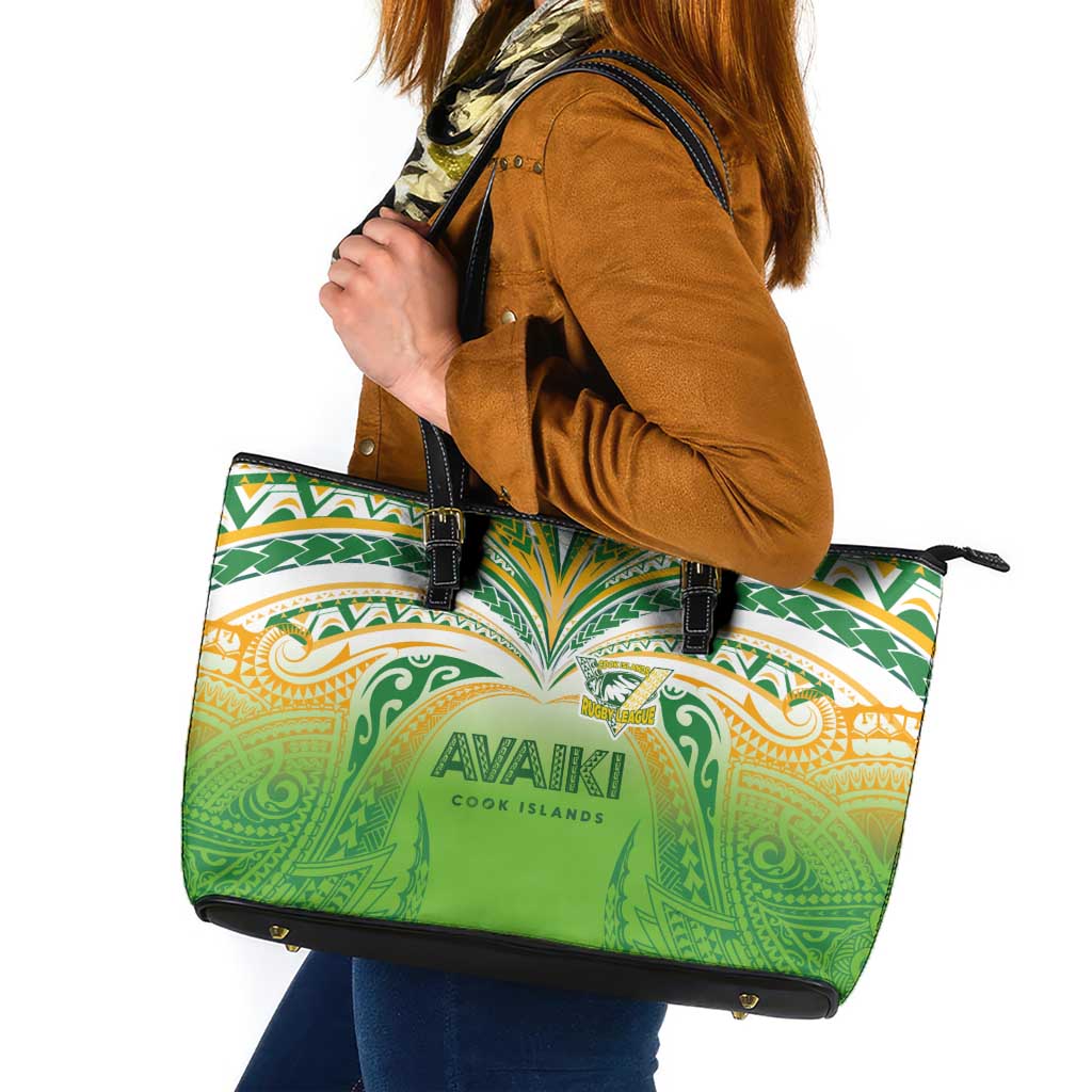 Cook Islands Rugby League Leather Tote Bag Avaiki Tatau Tribal Motifs White Color - Aussie Hoodie