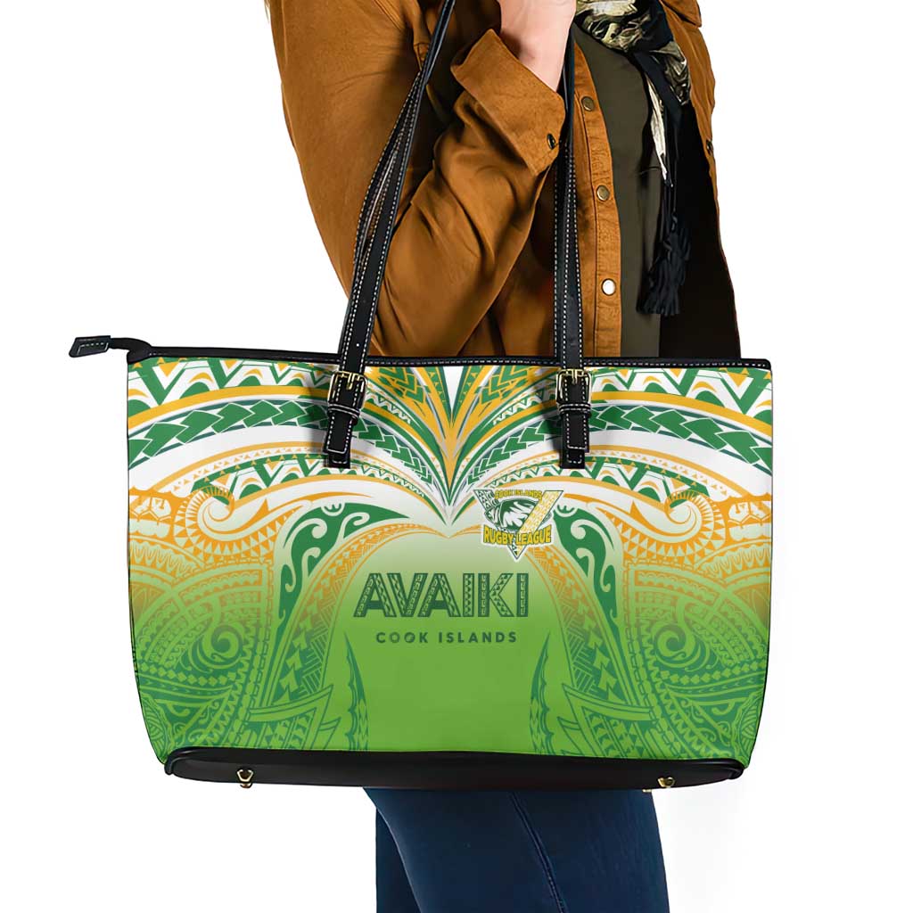 Cook Islands Rugby League Leather Tote Bag Avaiki Tatau Tribal Motifs White Color - Aussie Hoodie