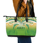 Cook Islands Rugby League Leather Tote Bag Avaiki Tatau Tribal Motifs White Color - Aussie Hoodie