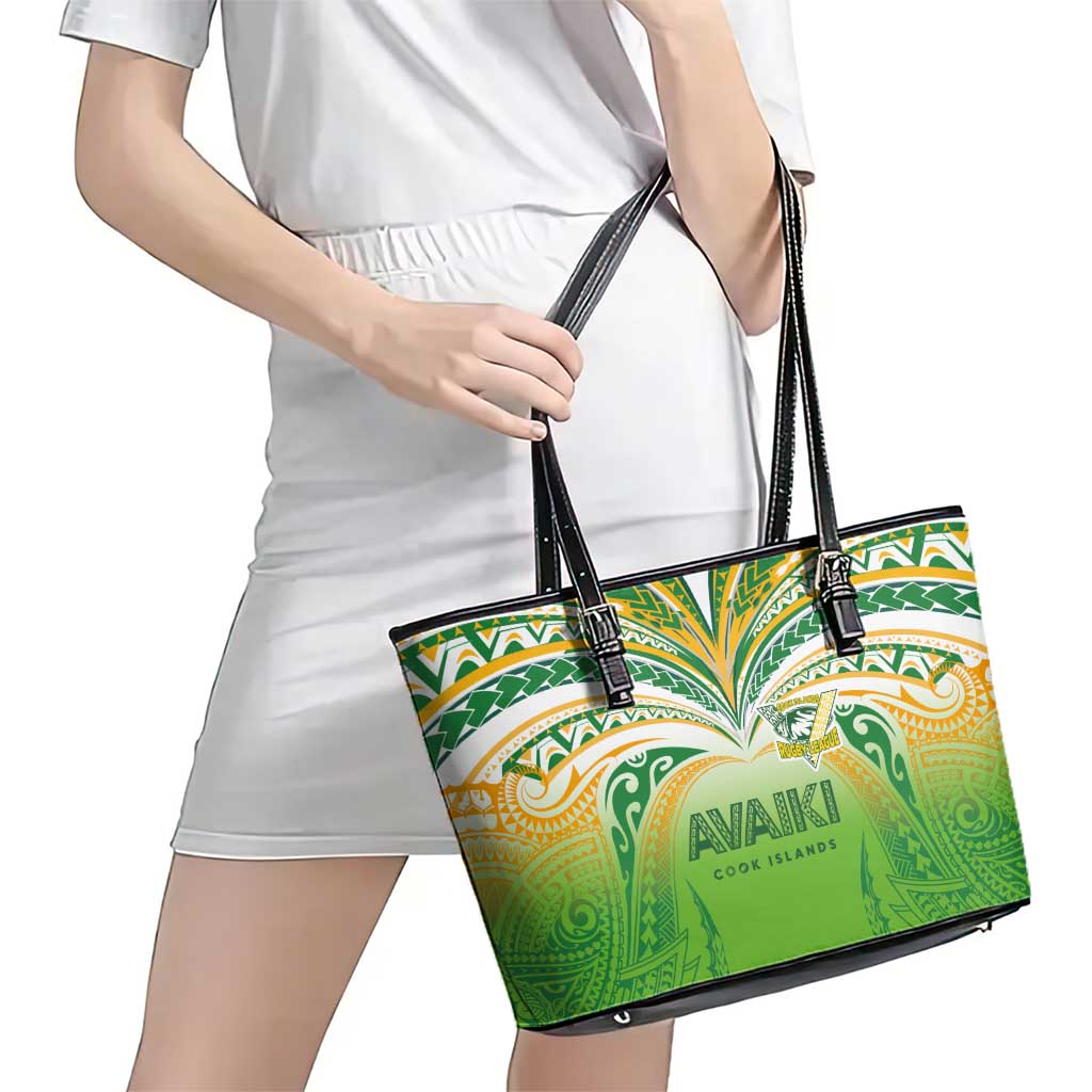 Cook Islands Rugby League Leather Tote Bag Avaiki Tatau Tribal Motifs White Color - Aussie Hoodie