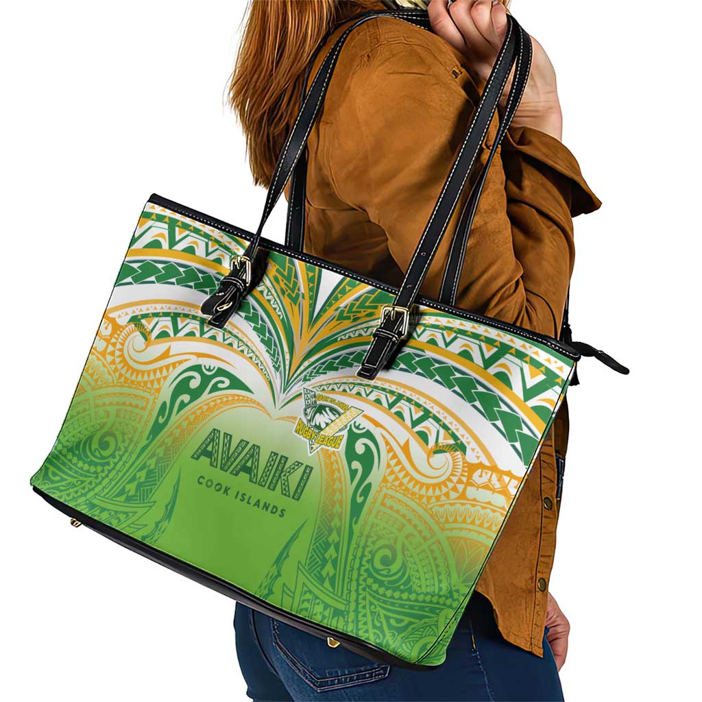 Cook Islands Rugby League Leather Tote Bag Avaiki Tatau Tribal Motifs White Color - Aussie Hoodie