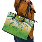 Cook Islands Rugby League Leather Tote Bag Avaiki Tatau Tribal Motifs White Color - Aussie Hoodie