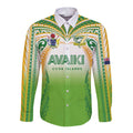 Custom Cook Islands Rugby League Long Sleeve Button Shirt Avaiki Tatau Tribal Motifs White Color - Aussie Hoodie