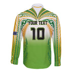 Custom Cook Islands Rugby League Long Sleeve Button Shirt Avaiki Tatau Tribal Motifs White Color - Aussie Hoodie