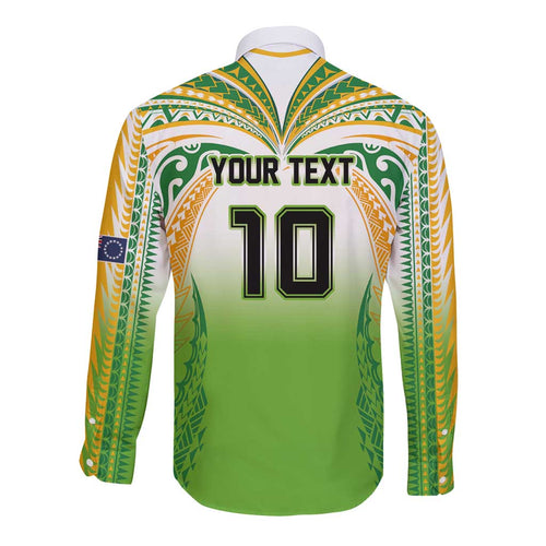 Custom Cook Islands Rugby League Long Sleeve Button Shirt Avaiki Tatau Tribal Motifs White Color - Aussie Hoodie