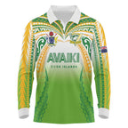 Custom Cook Islands Rugby League Long Sleeve Polo Shirt Avaiki Tatau Tribal Motifs White Color - Aussie Hoodie