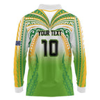 Custom Cook Islands Rugby League Long Sleeve Polo Shirt Avaiki Tatau Tribal Motifs White Color - Aussie Hoodie