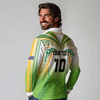 Custom Cook Islands Rugby League Long Sleeve Polo Shirt Avaiki Tatau Tribal Motifs White Color - Aussie Hoodie