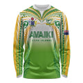 Custom Cook Islands Rugby League Long Sleeve Shirt Avaiki Tatau Tribal Motifs White Color - Aussie Hoodie