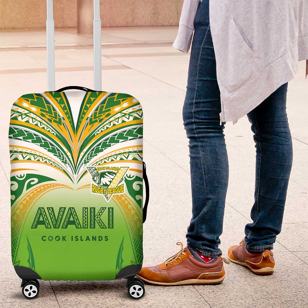 Cook Islands Rugby League Luggage Cover Avaiki Tatau Tribal Motifs White Color - Aussie Hoodie