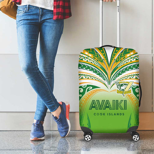 Cook Islands Rugby League Luggage Cover Avaiki Tatau Tribal Motifs White Color - Aussie Hoodie