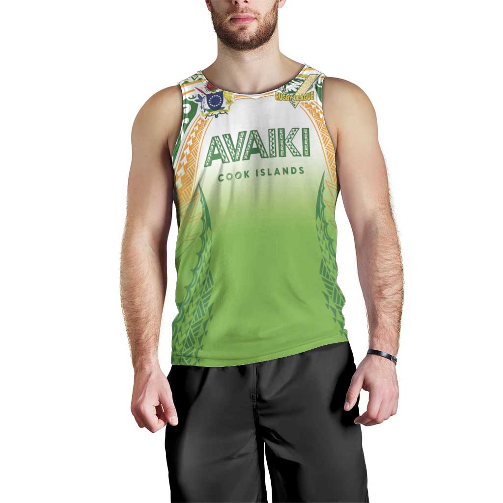 Custom Cook Islands Rugby League Men Tank Top Avaiki Tatau Tribal Motifs White Color - Aussie Hoodie