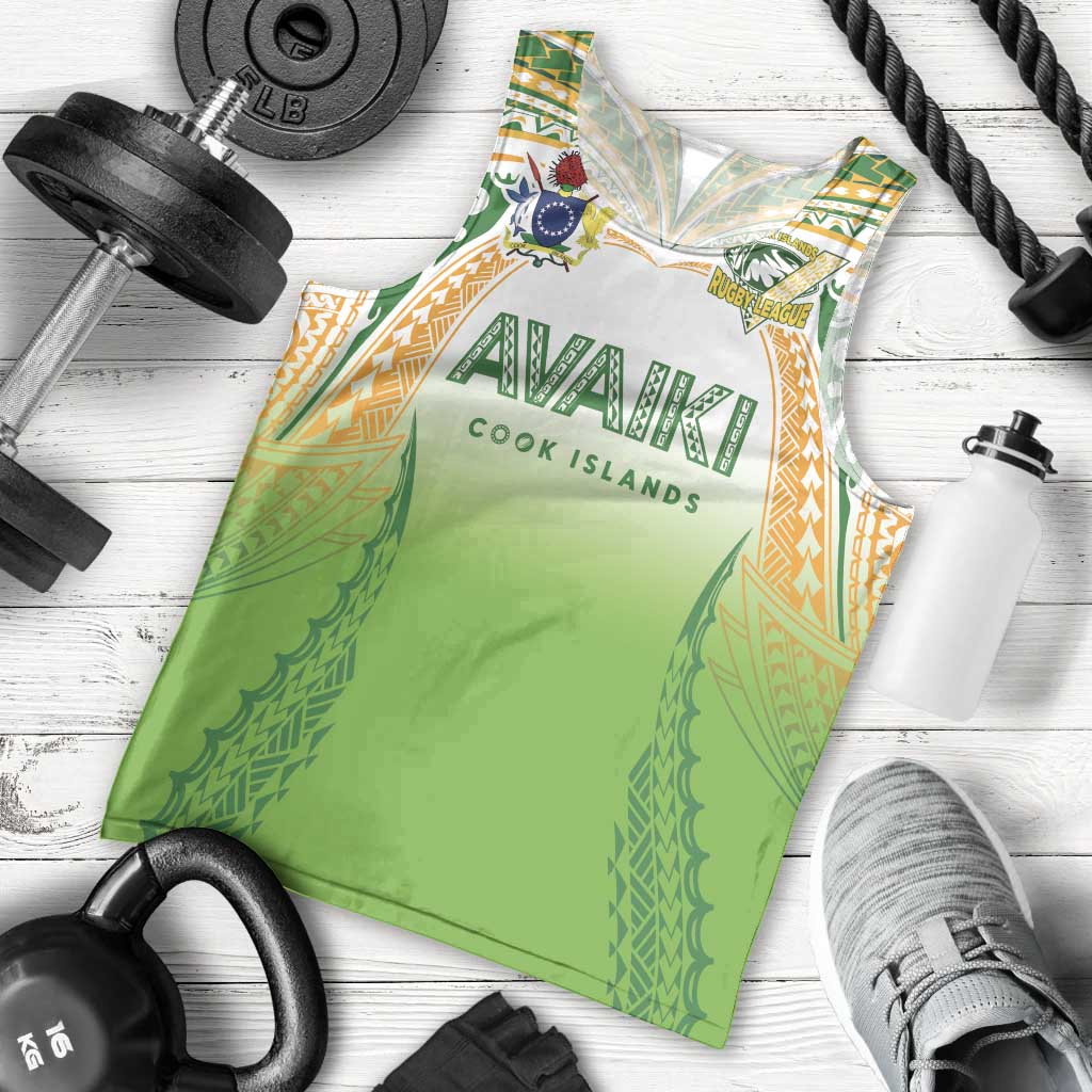 Custom Cook Islands Rugby League Men Tank Top Avaiki Tatau Tribal Motifs White Color - Aussie Hoodie