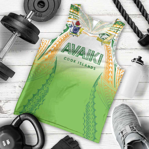 Custom Cook Islands Rugby League Men Tank Top Avaiki Tatau Tribal Motifs White Color - Aussie Hoodie