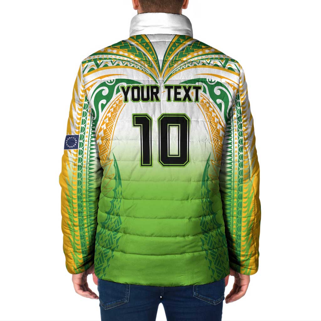 Custom Cook Islands Rugby League Padded Jacket Avaiki Tatau Tribal Motifs White Color - Aussie Hoodie