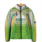 Custom Cook Islands Rugby League Padded Jacket Avaiki Tatau Tribal Motifs White Color - Aussie Hoodie