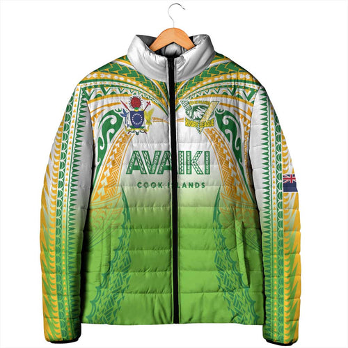 Custom Cook Islands Rugby League Padded Jacket Avaiki Tatau Tribal Motifs White Color - Aussie Hoodie