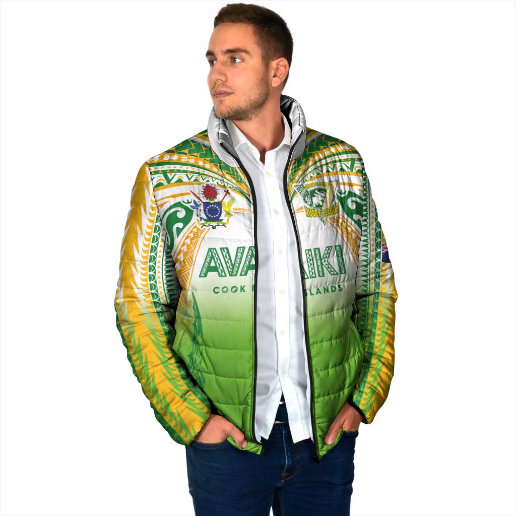 Custom Cook Islands Rugby League Padded Jacket Avaiki Tatau Tribal Motifs White Color - Aussie Hoodie