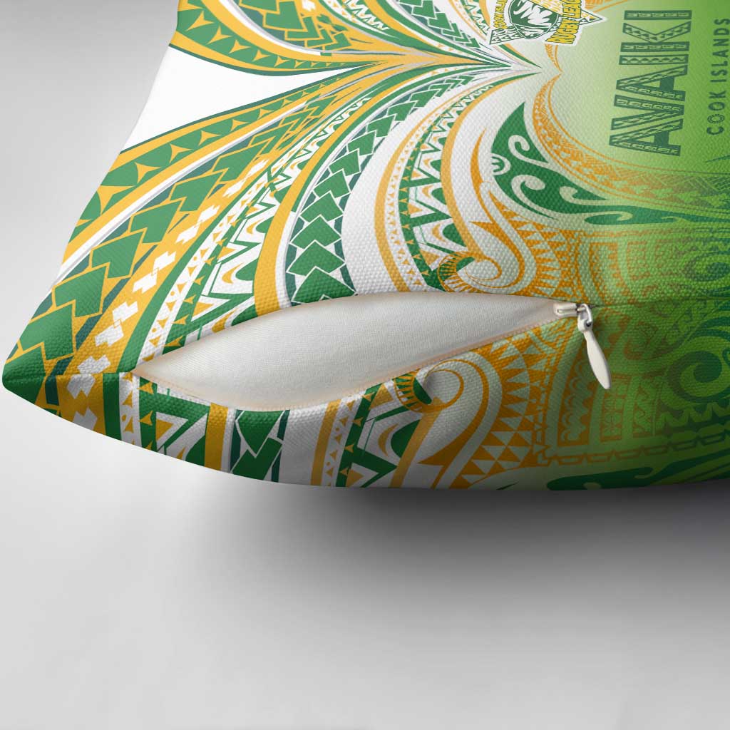 Cook Islands Rugby League Pillow Cover Avaiki Tatau Tribal Motifs White Color - Aussie Hoodie