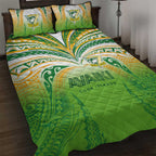 Cook Islands Rugby League Quilt Bed Set Avaiki Tatau Tribal Motifs White Color - Aussie Hoodie