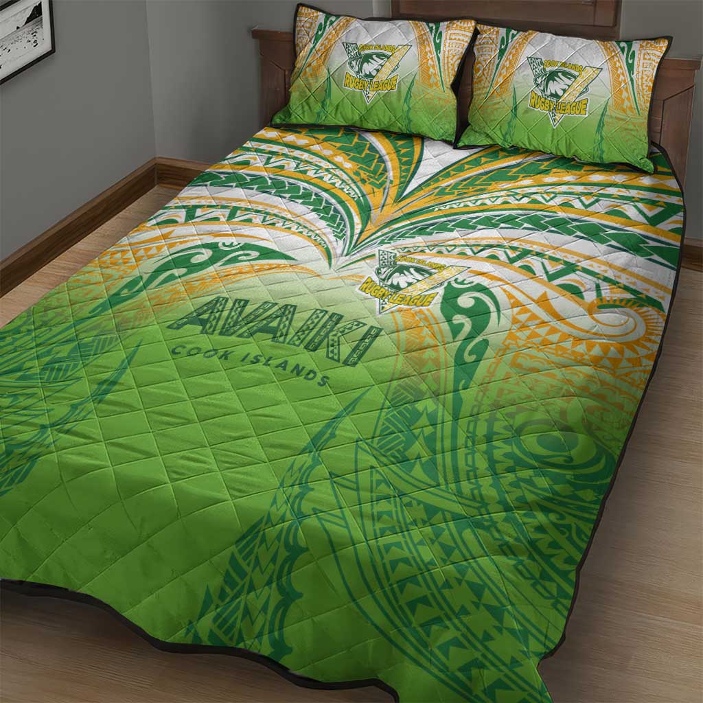 Cook Islands Rugby League Quilt Bed Set Avaiki Tatau Tribal Motifs White Color - Aussie Hoodie