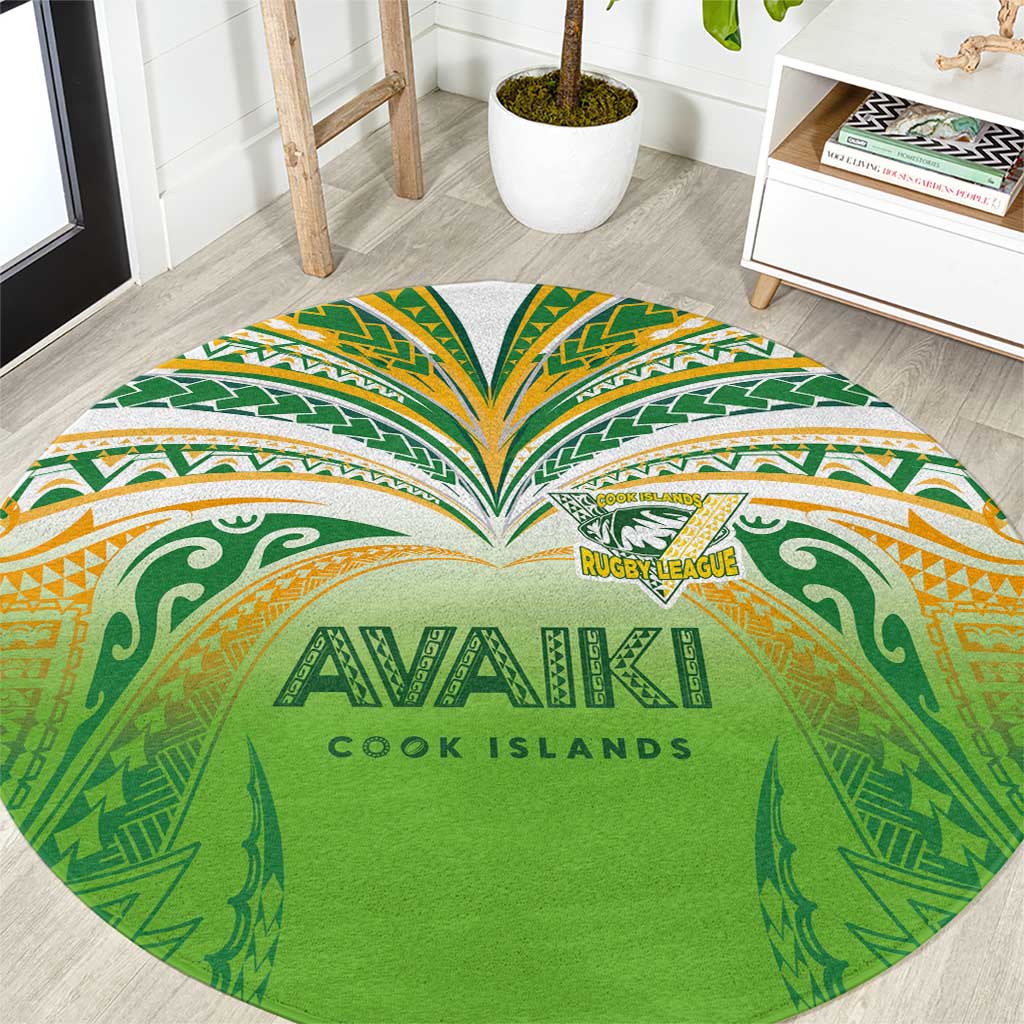 Cook Islands Rugby League Round Carpet Avaiki Tatau Tribal Motifs White Color - Aussie Hoodie