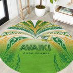 Cook Islands Rugby League Round Carpet Avaiki Tatau Tribal Motifs White Color - Aussie Hoodie