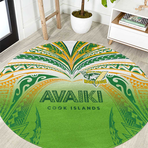 Cook Islands Rugby League Round Carpet Avaiki Tatau Tribal Motifs White Color - Aussie Hoodie