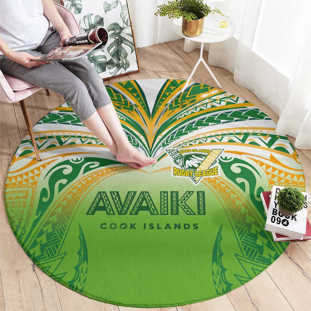 Cook Islands Rugby League Round Carpet Avaiki Tatau Tribal Motifs White Color - Aussie Hoodie