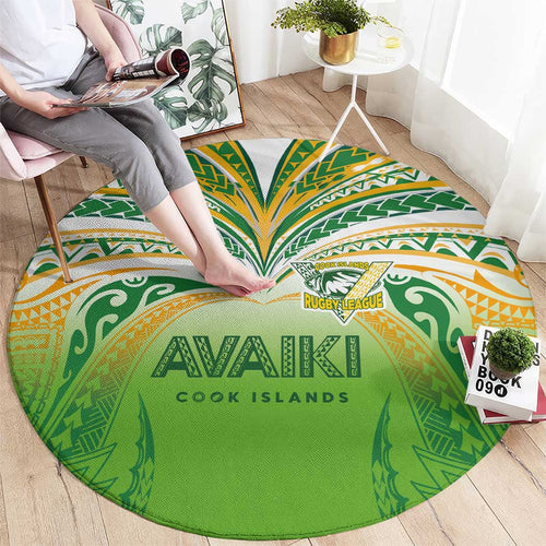 Cook Islands Rugby League Round Carpet Avaiki Tatau Tribal Motifs White Color - Aussie Hoodie